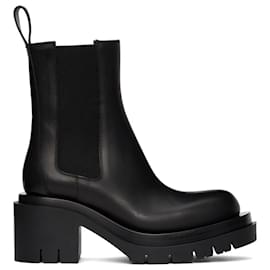Bottega Veneta-BOTTEGA VENETA Black Lug Heeled Boots-Black