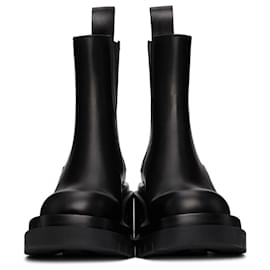 Bottega Veneta-BOTTEGA VENETA Black Lug Heeled Boots-Black