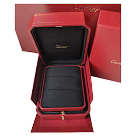 Cartier-Bolsa de papel de caja interior y exterior de anillo de pareja de compromiso de boda-Roja