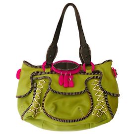 Jamin Puech Resin Trim Lime Green Leather Bag Green