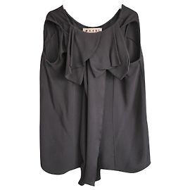 Marni Top gris de crepé de seda drapeado Gris