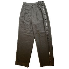 Annata di Chanel 1990S pantaloni sartoriali con logo laterale Nero Bianco Gold hardware