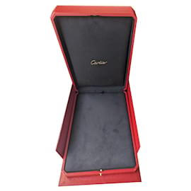 Cartier-Große gefütterte XL-Halskettenanhänger-Schachtel mit Papiertüte-Rot