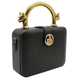 Lanvin-Lanvin Bento Minaudière Bag in Black Lambskin Leather-Black