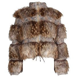 Giacca con zip in pelliccia Chanel in cashmere marrone e mohair Marrone