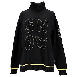 Dolce & Gabbana SNOW suéter de tricô gola alta em lã estampada preta Preto