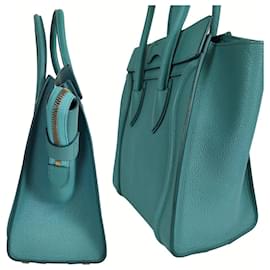 Céline-Bolsa Celine Luggage Micro em couro de bezerro turquesa-Azul claro