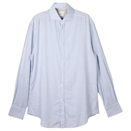 Brunello Cucinelli-Brunello Cucinelli Camisa de corte slim con botones en algodón azul-Azul
