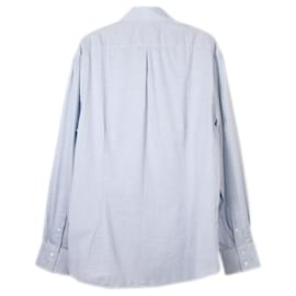 Brunello Cucinelli-Brunello Cucinelli Camisa de corte slim con botones en algodón azul-Azul