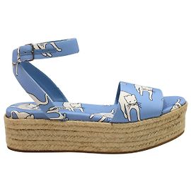 Espadrillas Miu Miu Cat Print in tela blu Blu