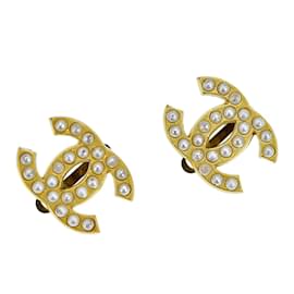 Chanel-Pearl CC earrings-Golden