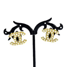 Chanel-Pearl CC earrings-Golden