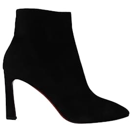 Christian Louboutin-Christian Louboutin So Eleonor 85 Ankle Boots in Black Suede-Black