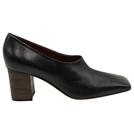 Céline-Zapatos de tacón en bloque con punta cuadrada Celine en cuero negro-Negro