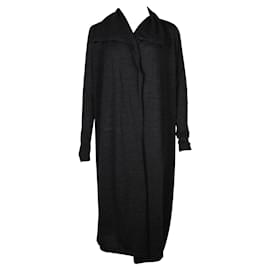 Calvin Klein-Long Dark Grey Merino Cardigan-Grey