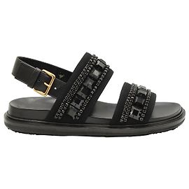 Sandali Chunky decorati Marni in pelle nera Nero