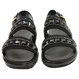 Marni-Marni Embellished Chunky Sandals in Black Leather-Black