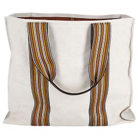 Sac Cabas Loro Piana The Suitcase en Toile Crème Blanc Écru