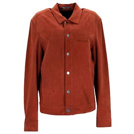 Theory Patterson Jacket in Brown Goatskin Suede Brown