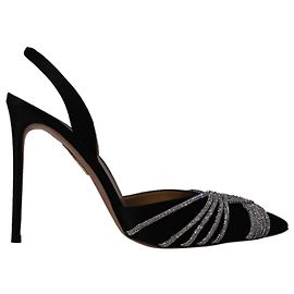 Altuzarra Gatsby 105 Sling Sandals in Black Satin Black