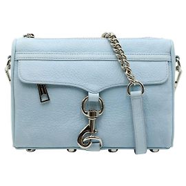 Rebecca Minkoff Bolsa transversal azul bebê com corrente prateada Azul