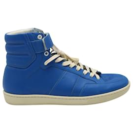 Saint Laurent-SAINT LAURENT SL/12H High Top Sneakers aus blauem Leder-Blau