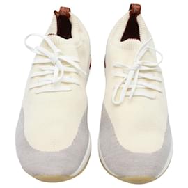 Loro Piana-LORO PIANA 360LP Flexy Walk Sneaker aus cremefarbener Wolle-Weiß,Roh