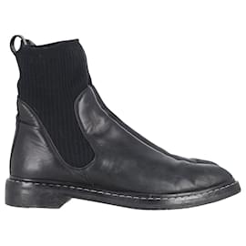 The row-The Row Fara Ribbed Cashmere-paneled Chelsea Boots in Black Leather-Black