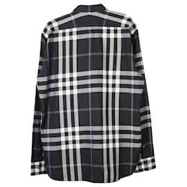 Brunello Cucinelli-Camisa de botão com estampa xadrez Burberry em algodão estampado preto-Outro