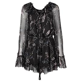 Zimmermann-Floral Print Romper with Long Sleeves-Other