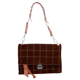 Autre Marque-N°21 Front Flap Shoulder Bag in Brown Velvet-Brown