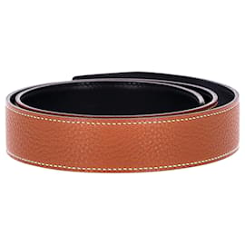 Hermès-Hermès Reversible 32 mm Correa de cinturón en cuero marrón-Castaño