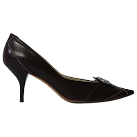 Dior-Christian Dior CD Logo Pumps in Brown Leather-Brown