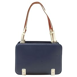Missoni  Navy Blue Leather & Fabric Handbag  Blue Navy blue