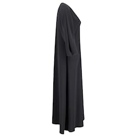 Totême-Toteme Quarter-Sleeve Maxi Dress in Black Polyester-Black