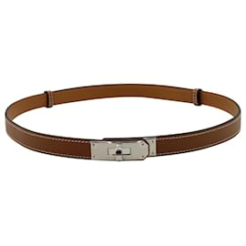 Hermès-Cinturón Hermes Kelly en piel de becerro Epsom marrón Cuero-Castaño