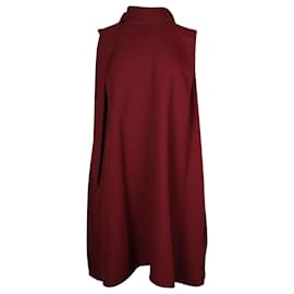 Victoria Beckham-Victoria Victoria Beckham Tie-Neck Flared Mini Dress in Red Polyester-Brown,Red