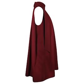 Victoria Beckham-Victoria Victoria Beckham Tie-Neck Flared Mini Dress in Red Polyester-Brown,Red