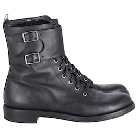 Gianvito Rossi-Gianvito Rossi Lagarde Combat Boots in Black Leather-Black