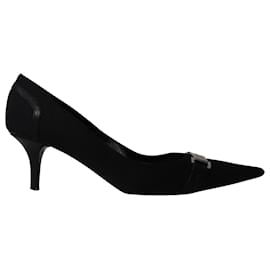 Dior-Zapatos de tacón con hebilla y logo en punta de Christian Dior en algodón negro-Negro