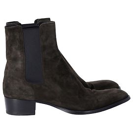 Saint Laurent Wyatt 40 Chelsea Boots in Olive Suede Green Olive green