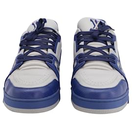 Louis Vuitton-Louis Vuitton Trainer Sneakers in Blue Marine Leather - US10-Navy blue
