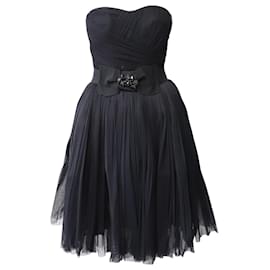 Dolce & Gabbana-Dolce and Gabbana Strapless Cocktail Dress in Black Nylon Polyester-Black