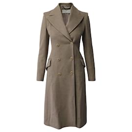 Stella Mc Cartney-Stella Mccartney Double-Breasted Long Coat in Beige Wool-Beige