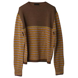 Prada-Prada Stripe Knit Sweater in Camel Wool-Other,Yellow