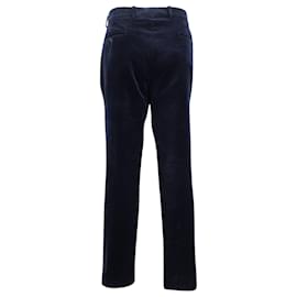 Hermès-Hermes Straight Trousers in Navy Blue Cotton-Blue,Navy blue