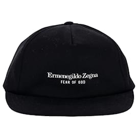 Ermenegildo Zegna-Fear of God x Ermenegildo Zegna Baseball Hat in Black Cotton-Black