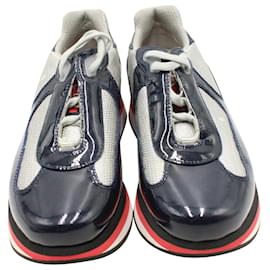 Prada-Prada America's Cup Sneakers aus mehrfarbigem Lackleder und Mesh-Mehrfarben