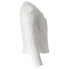 Iro-Iro Knit Cardigan Blazer in White Cotton-White
