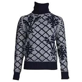 Chanel-Chanel Snowflake High Neck Sweater in Navy Blue Cashmere-Blue